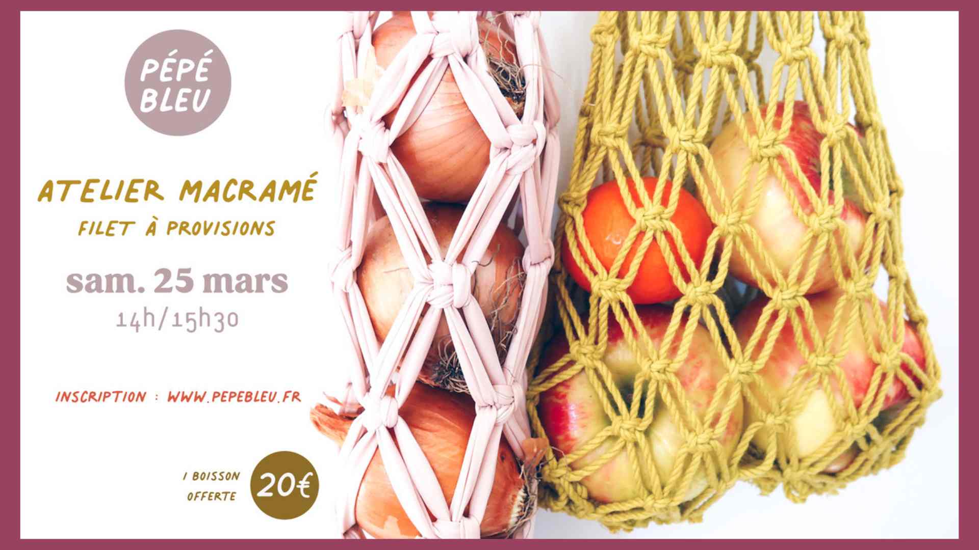 Atelier macramé pépé bleu